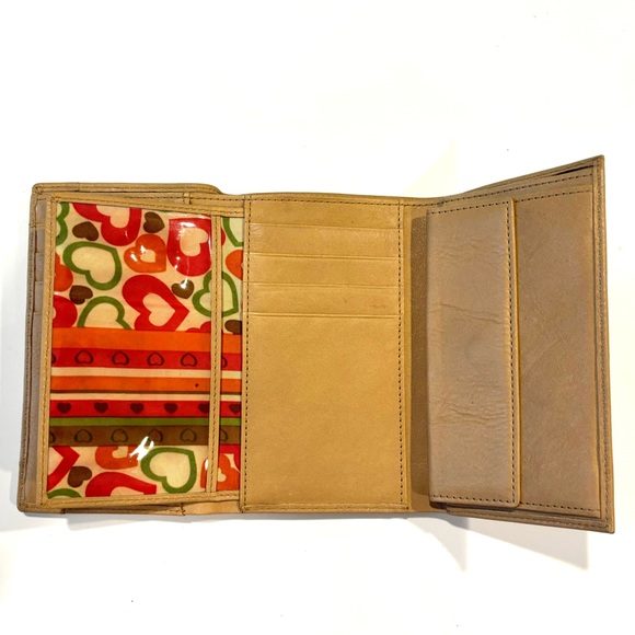 Lovcat Paris nude, carmel, camel, tan leather wallet with crystals heart - Picture 3 of 7